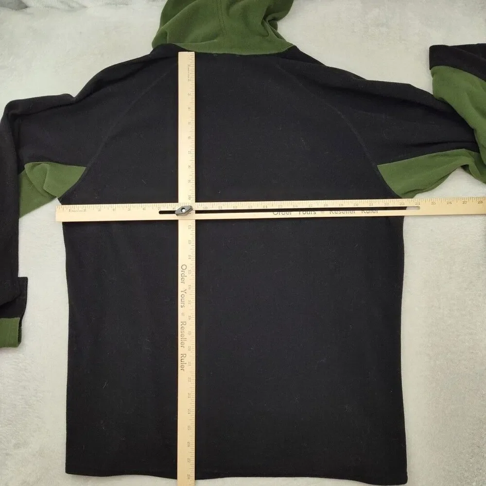 North Face Hoodie Men Extra Large Black Green Fleece Pullover Outdoor Hiking TNF
